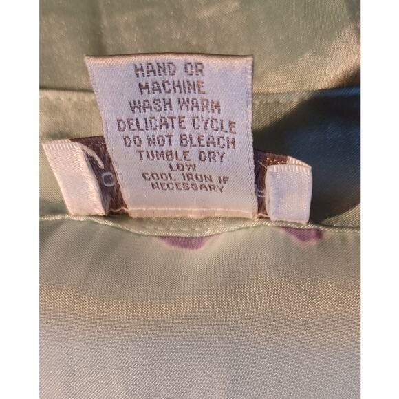 Vintage Jones New York Floral Icy Blue Satin Long Length Silky Robe, Size Large - Picture 7 of 7